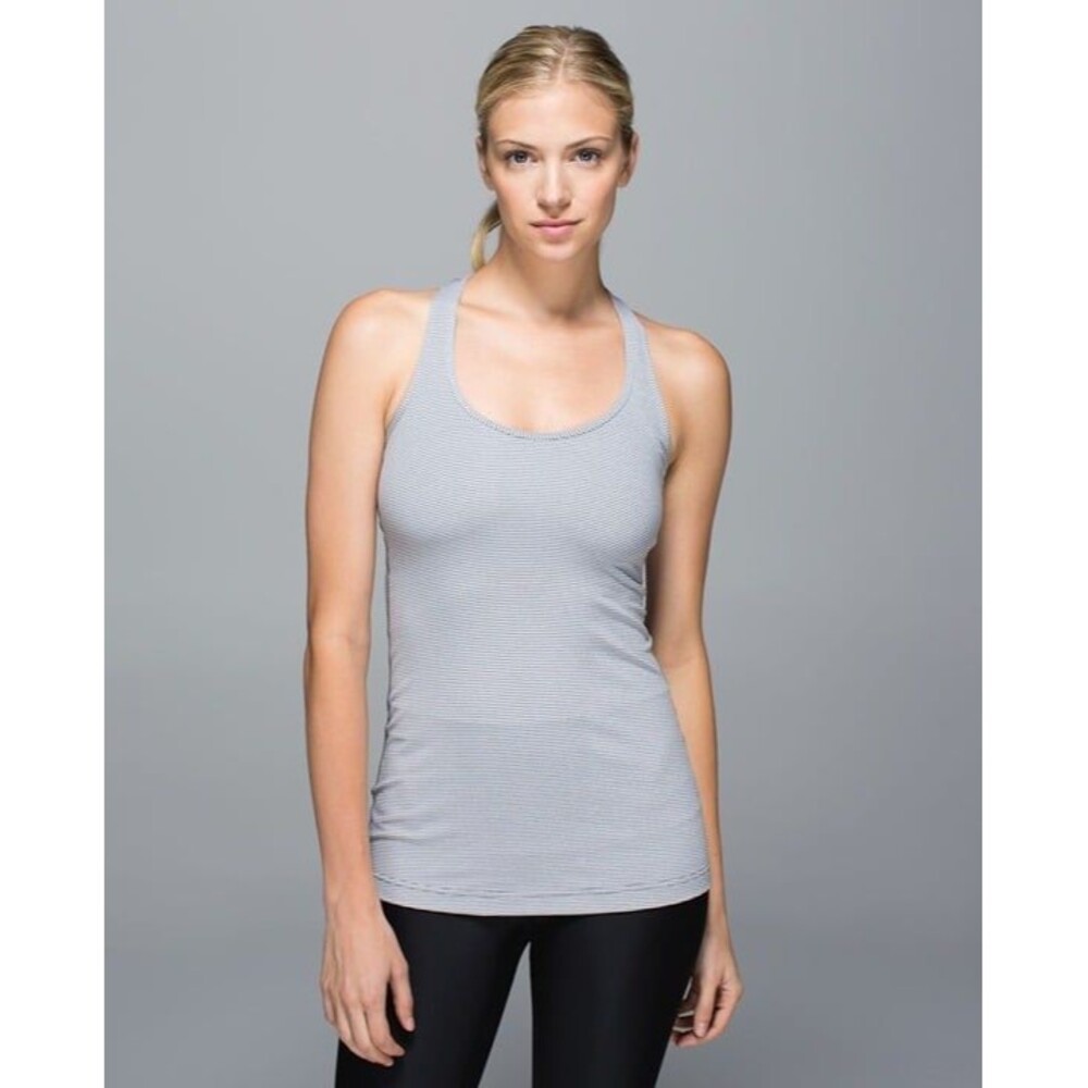Lululemon Cool Racerback Tonka Stripe Heathered Slate White Size 8